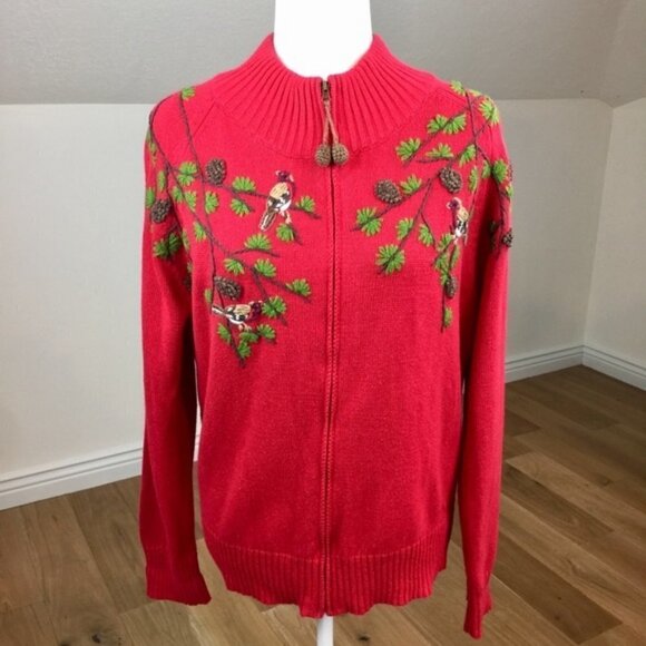 Vintage Bird Sweater Zip Front Size Large - Picture 2 of 10
